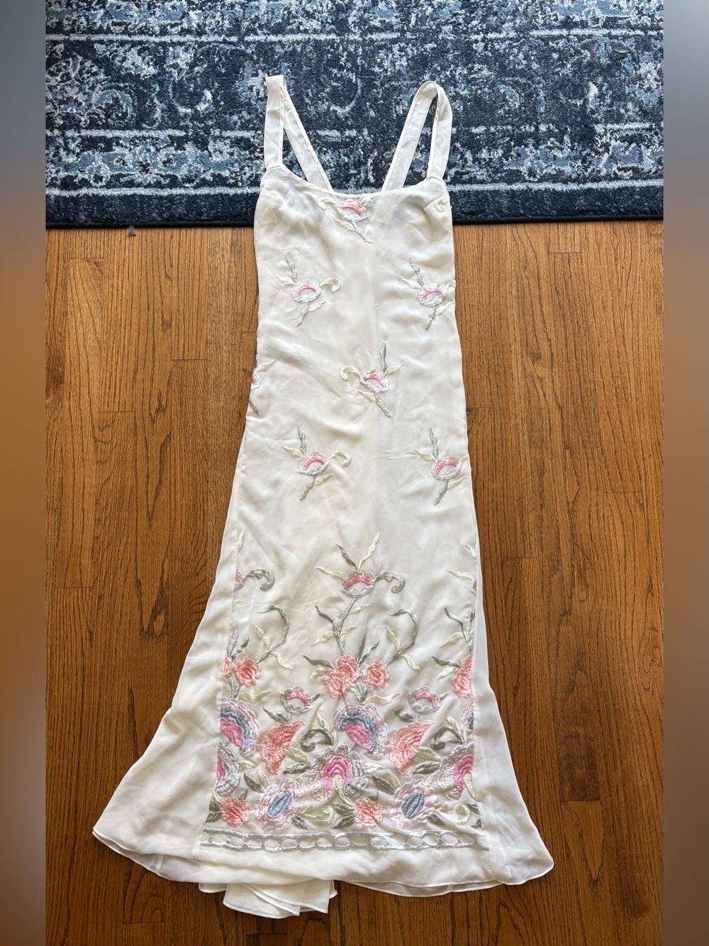 Vintage 80/90s embroidered floral maxi flowy whimsy dress size medium USA